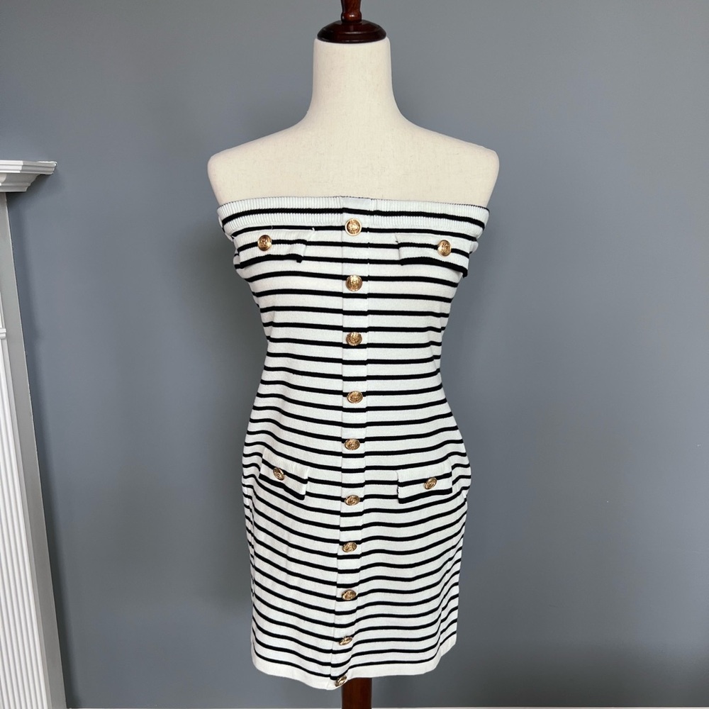 Black & White Striped Tube Dress